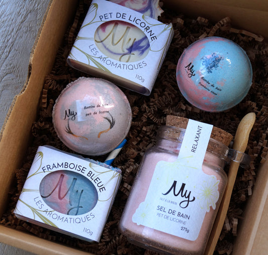 Ensemble-cadeau Pet de licorne/framboise bleue