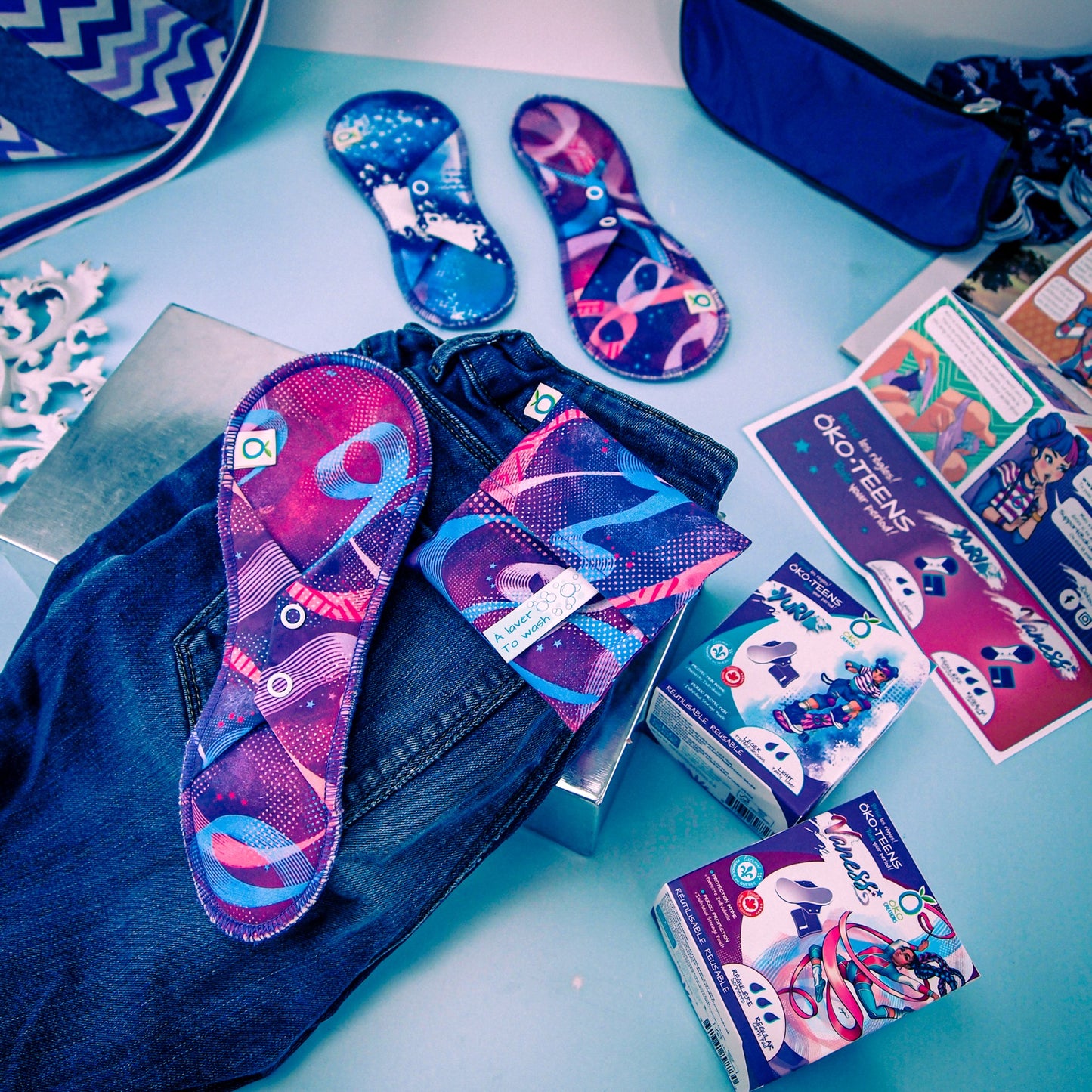 Öko-Teens - Yuri - Protège-dessous lavable + pochette