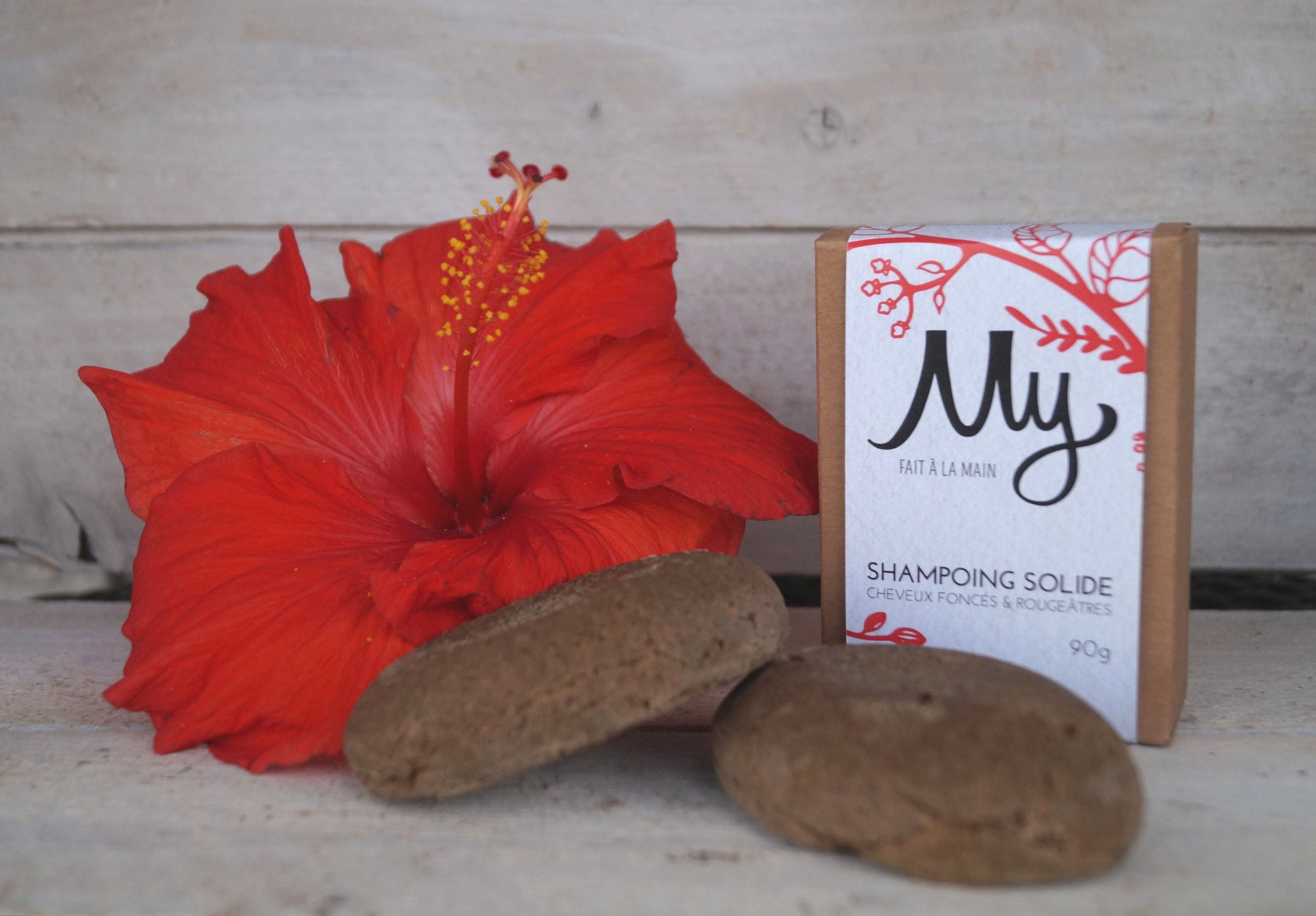 Shampoing solide Cheveux foncés et rougeâtres Ylang-ylang et bois de rose