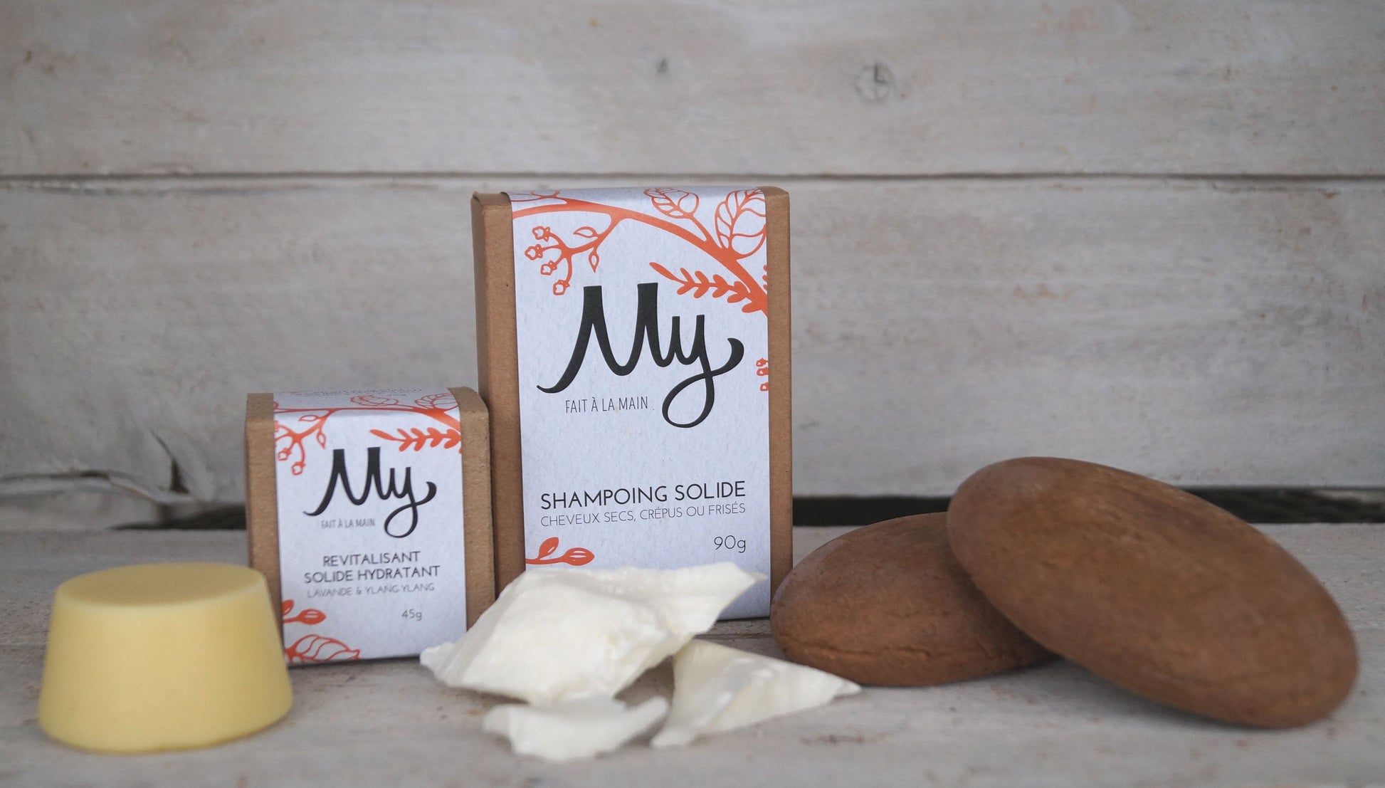 Shampoing solide Cheveux secs, crépus ou frisés et revitalisant solide hydratant Lavande et ylang-ylang